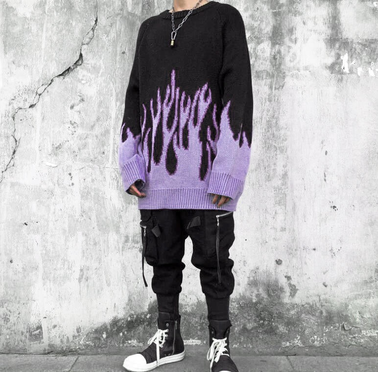 "FLAMING" PULLOVER SWEATER