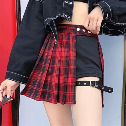 "PLAID SPLIT" SKIRT