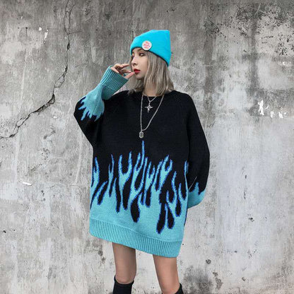 "FLAMING" PULLOVER SWEATER