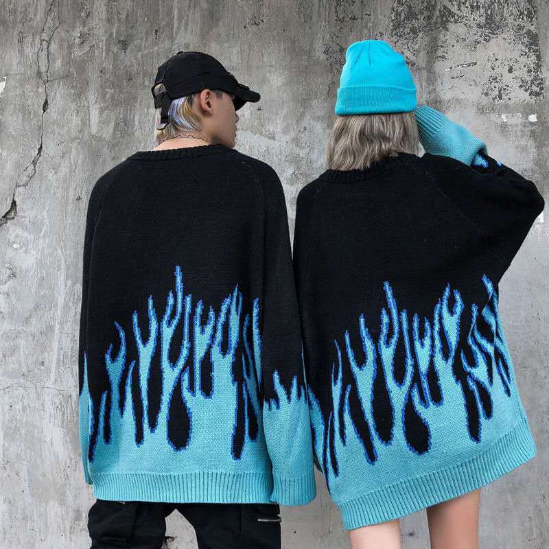 "FLAMING" PULLOVER SWEATER