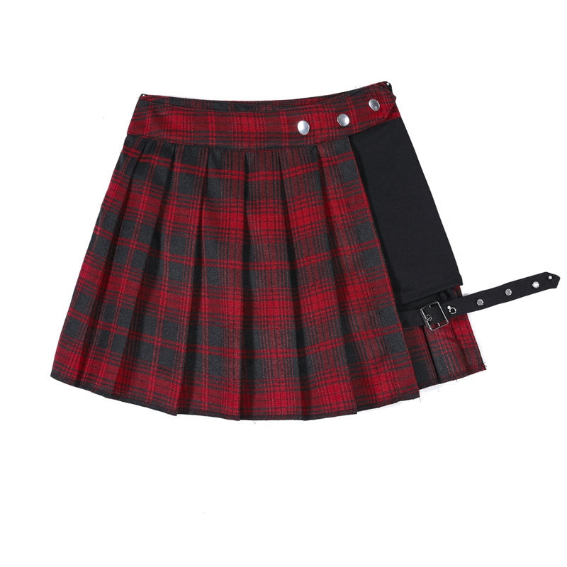 "PLAID SPLIT" SKIRT