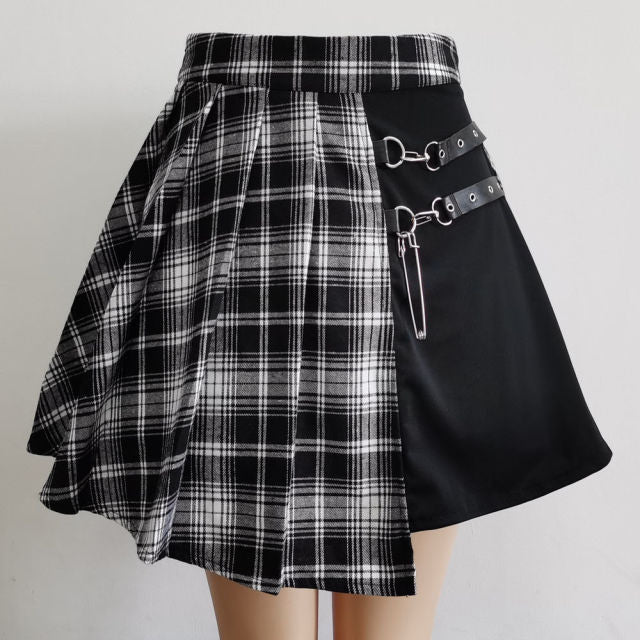 "PLAID SPLIT" SKIRT