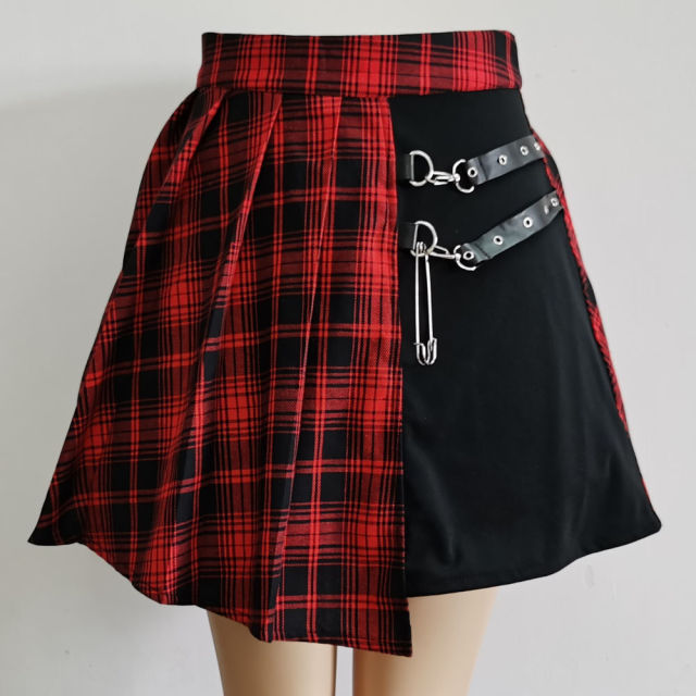 "PLAID SPLIT" SKIRT