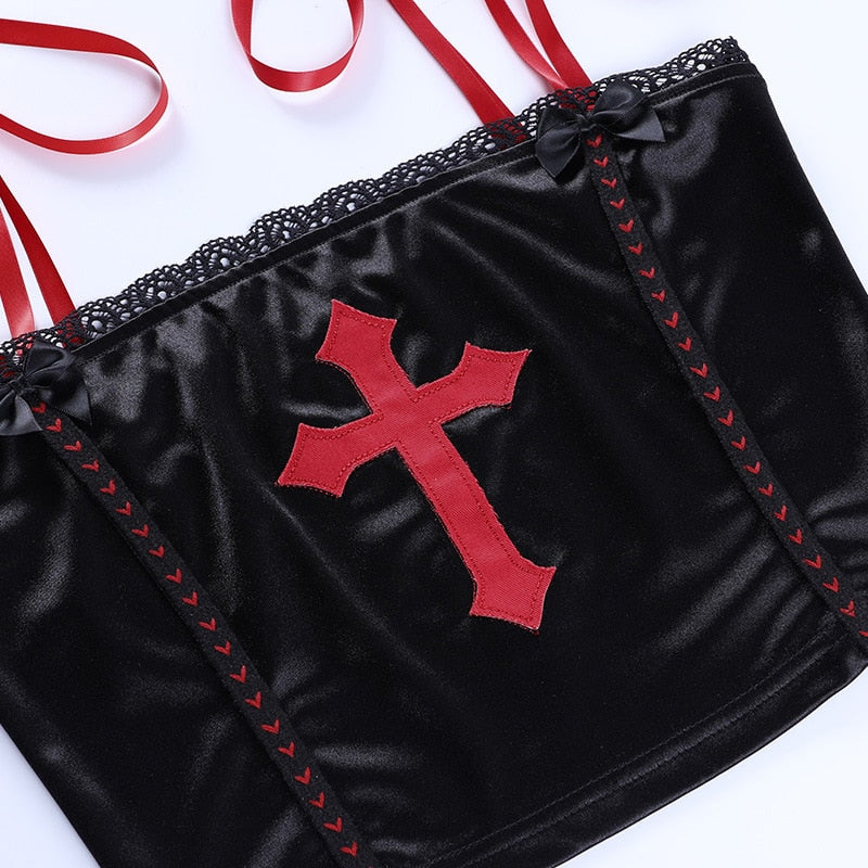 "CROSS LACED" CROP TOP