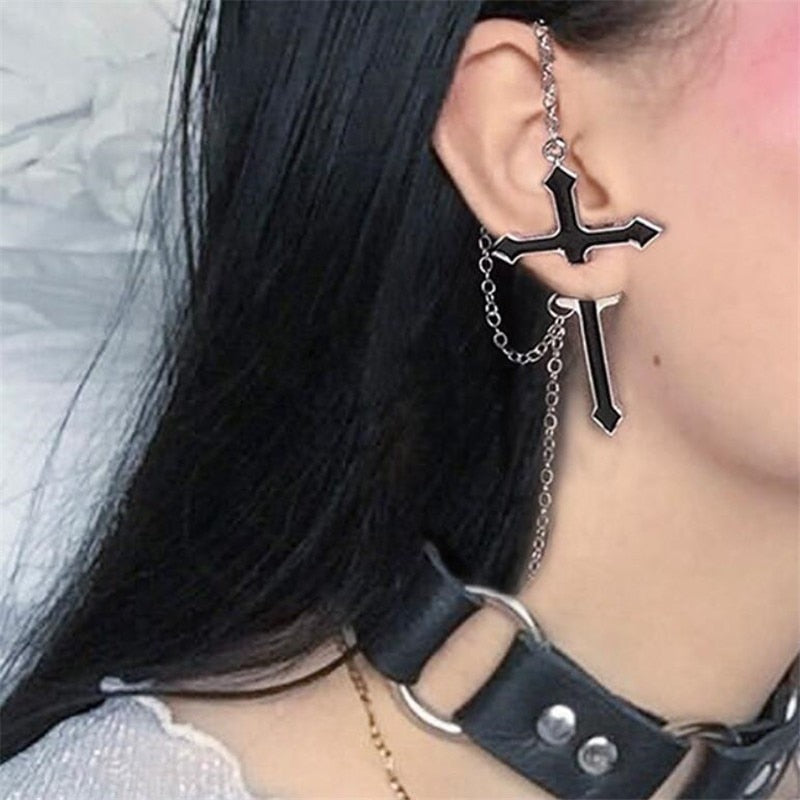 "PIERCED CROSS" EARRING